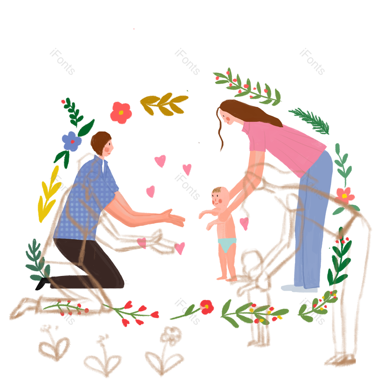 妈妈图片,家庭元素,孩子PNG,手绘免抠素材